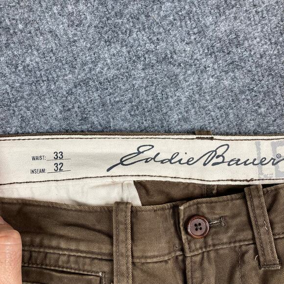 Eddie Bauer Pants Mens 33x32 Brown Straight Leg Casual Chino Cotton - Picture 6 of 12
